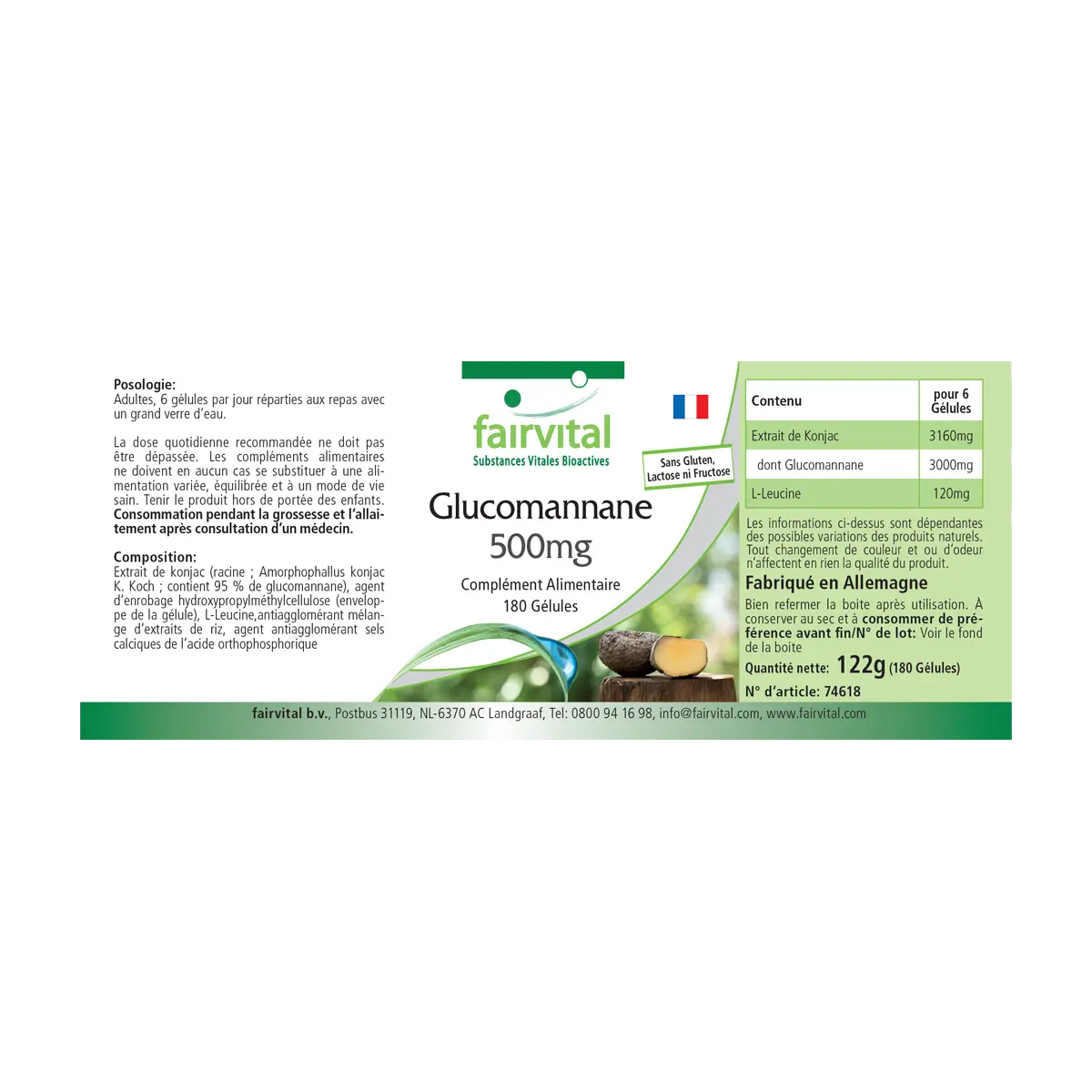 Glucomannan 500mg - Konjakwurzel - 180 Kapseln - Hochdosiert und Vegan | Fairvital Glucomannan 500mg - Konjakwurzel - 180 Kapseln - Hochdosiert und Vegan | Fairvital