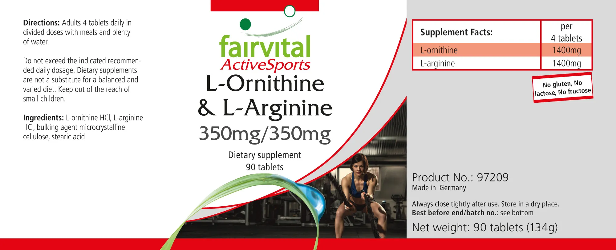 L-ornithine & L-arginine 350mg/350mg - 90 tabletten