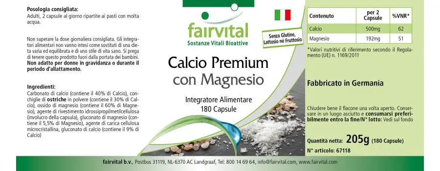 Calcio Premium con magnesio - 180 capsule