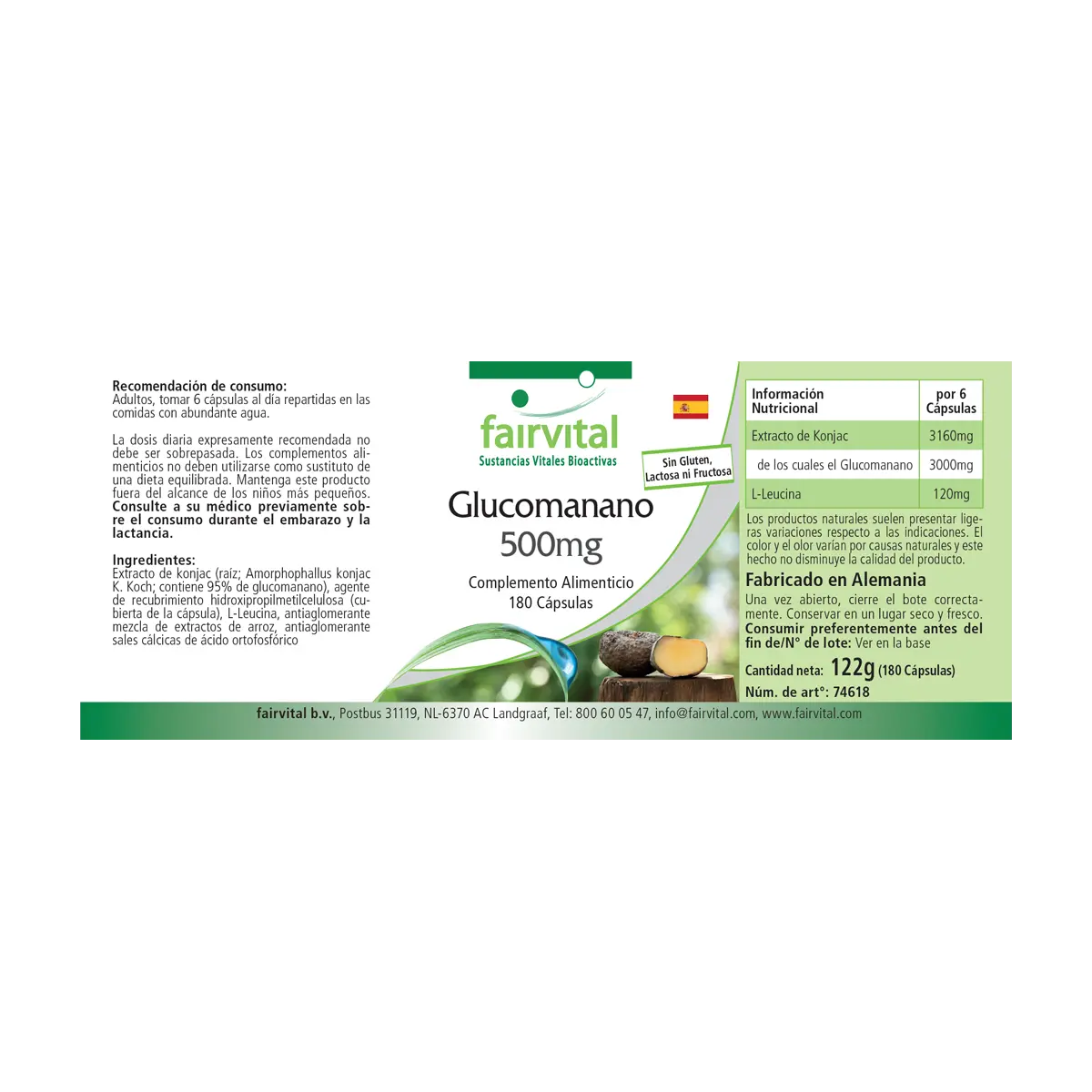Glucomannan 500mg - Konjakwurzel - 180 Kapseln - Hochdosiert und Vegan | Fairvital Glucomannan 500mg - Konjakwurzel - 180 Kapseln - Hochdosiert und Vegan | Fairvital