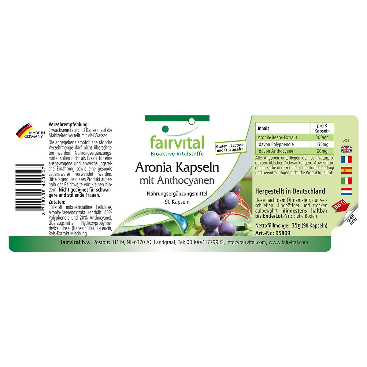 Aronia capsules met anthocyanen - 90 capsules