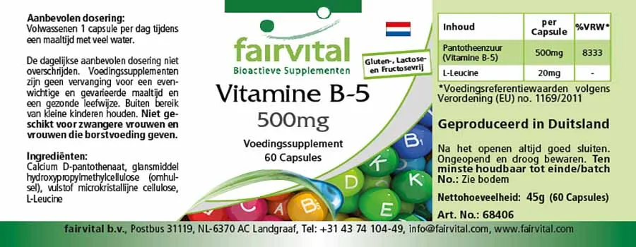 Vitamine B-5 500mg - 60 capsules