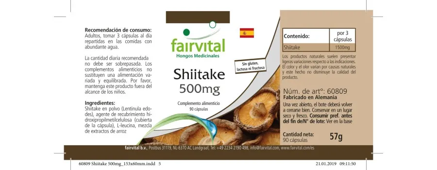 Shiitake 500mg - pure paddenstoel - 90 capsules