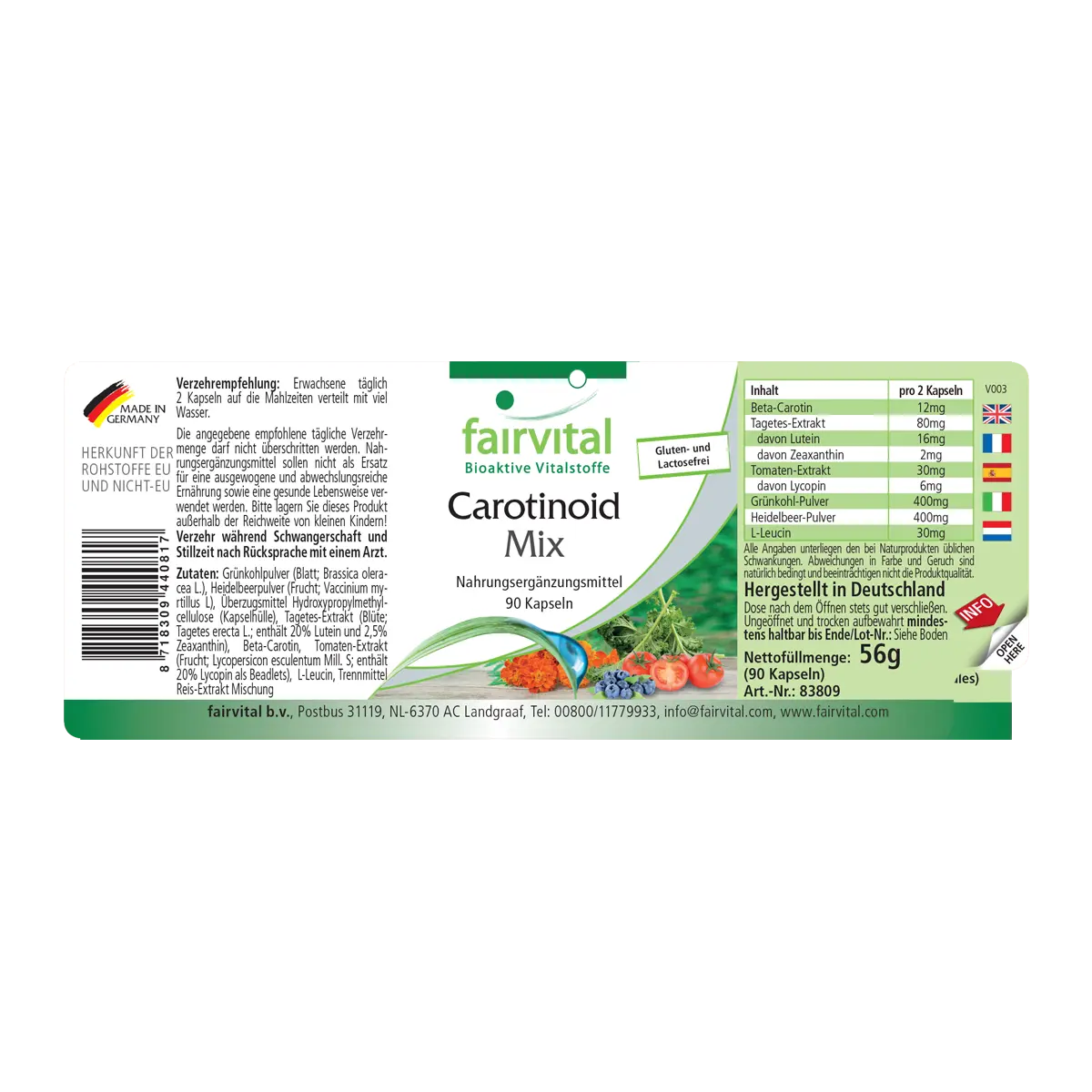 Mélange de caroténoïdes avec anthocyanines - 90 capsules