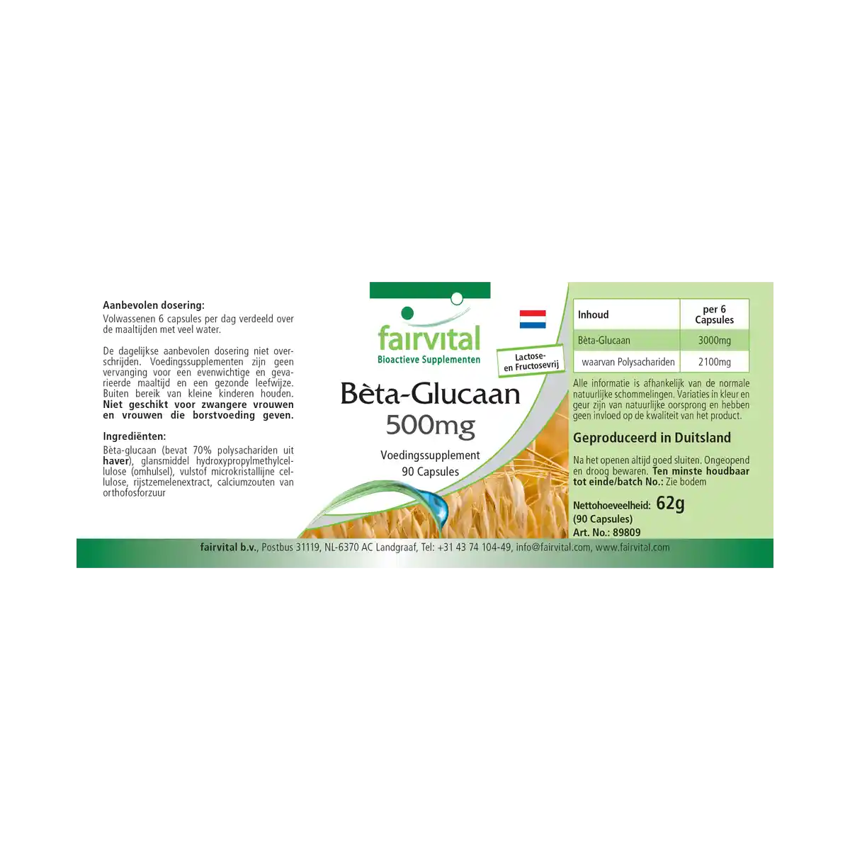 Beta-Glucan 500mg - 90 Kapseln - 70% Polysaccharide aus Hafer - Hochdosiert und Vegan | Fairvital Beta-Glucan 500mg - 90 Kapseln - 70% Polysaccharide aus Hafer - Hochdosiert und Vegan | Fairvital