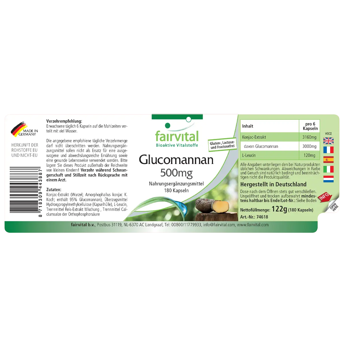 Glucomannan 500mg - 180 capsules