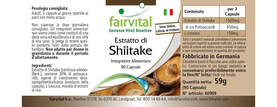 Extrait de shiitake 500mg - 90 gélules