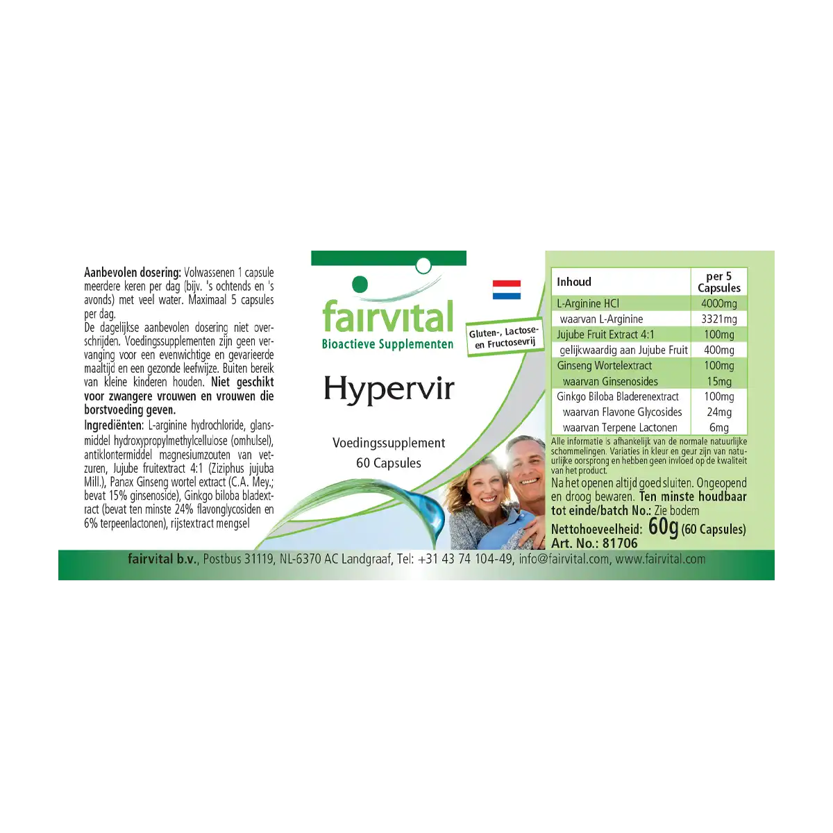 Hypervir - 60 Kapseln - mit Gingko & Ginseng - Hochdosiert und Vegan | Fairvital Hypervir - 60 Kapseln - mit Gingko & Ginseng - Hochdosiert und Vegan | Fairvital