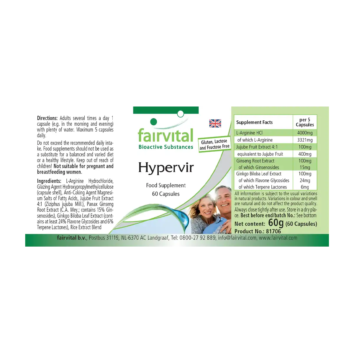 Hypervir - 60 Kapseln - mit Gingko & Ginseng - Hochdosiert und Vegan | Fairvital Hypervir - 60 Kapseln - mit Gingko & Ginseng - Hochdosiert und Vegan | Fairvital