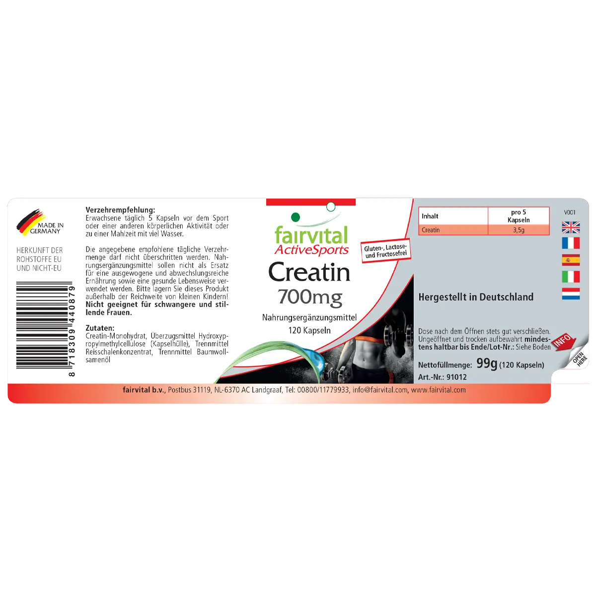 Creatin 700mg - Kreatin - 120 Kapseln - Vegan | Fairvital Creatin 700mg - Kreatin - 120 Kapseln - Vegan | Fairvital