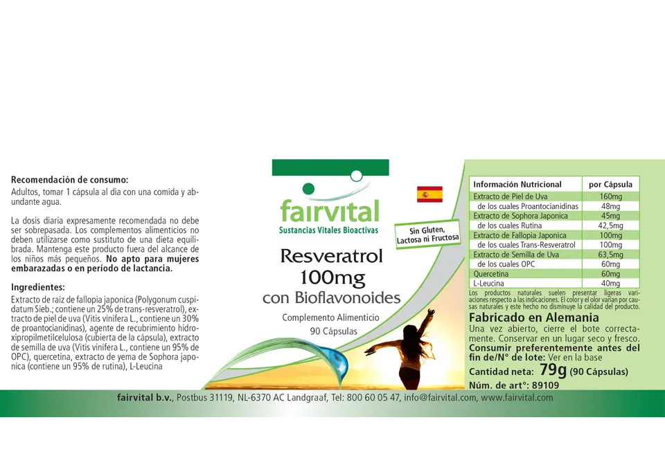 Resveratrol 100mg mit Bioflavonoiden - 90 Kapseln - Hochdosiert und Vegan | Fairvital Resveratrol 100mg mit Bioflavonoiden - 90 Kapseln - Hochdosiert und Vegan | Fairvital
