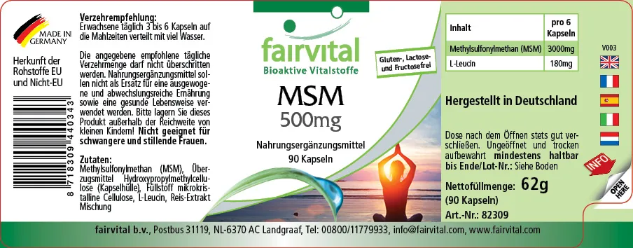 MSM 500mg - 90 capsules