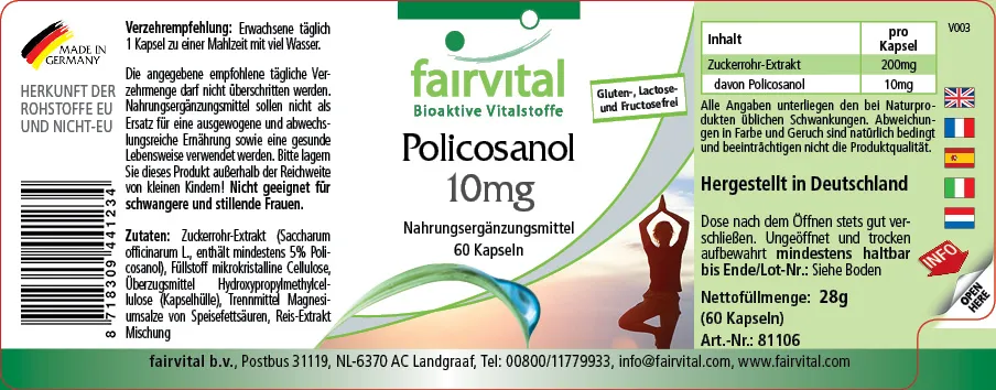 Policosanol 10mg - 60 gélules Policosanol 10mg - 60 gélules