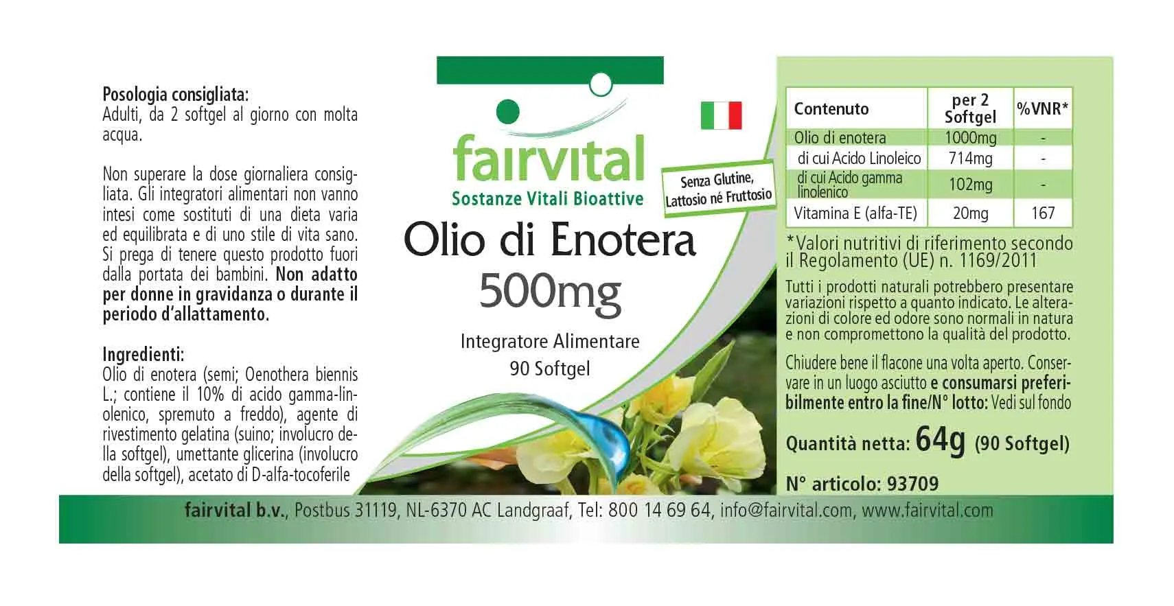 Olio di enotera 500 mg - 90 Softgel