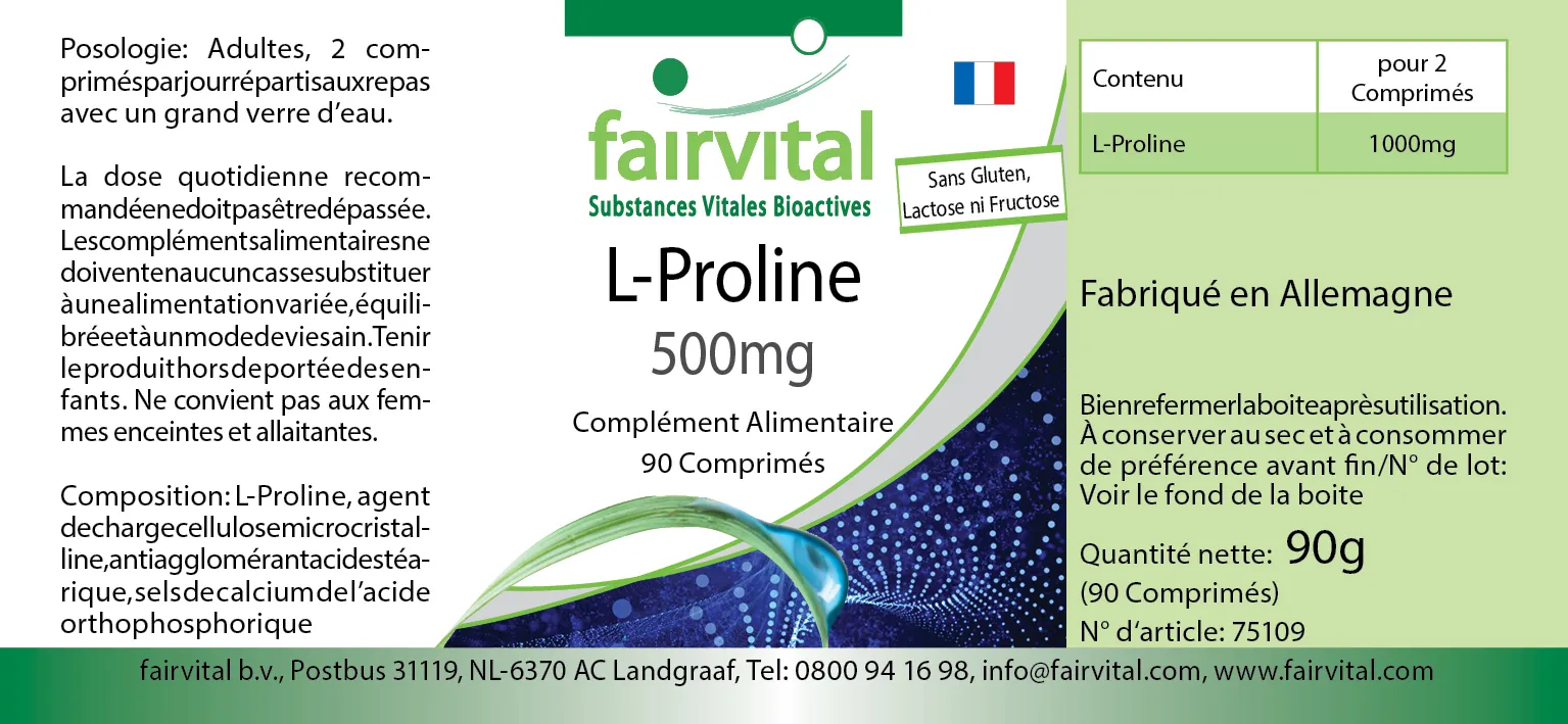 L-Proline 500mg - 90 comprimés