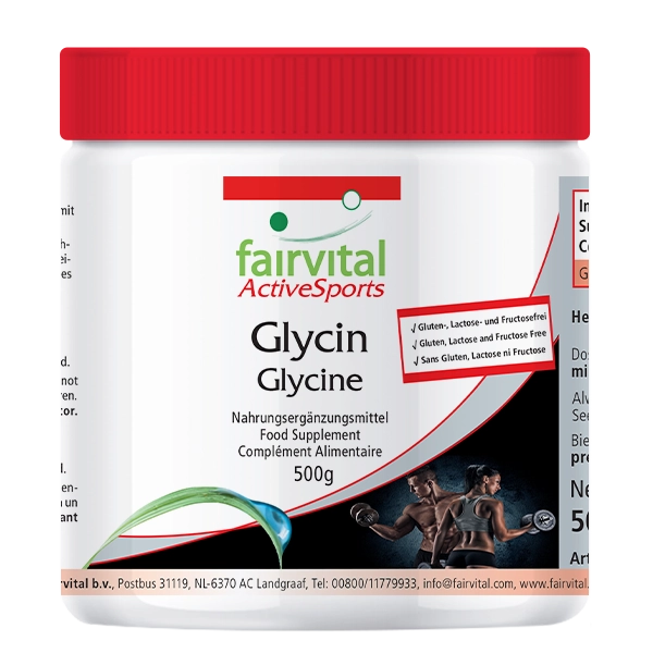 Glycin Pulver 500g - Aminosäure - Active Sports - 100% reines Glycin-Pulver ohne Zusatzstoffe - Vegan | Fairvital Glycin Pulver 500g - Aminosäure - Active Sports - 100% reines Glycin-Pulver ohne Zusatzstoffe - Vegan | Fairvital