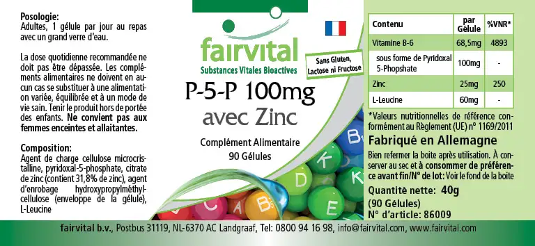 P-5-P 100mg met zink - actieve vitamine B6 - 90 capsules