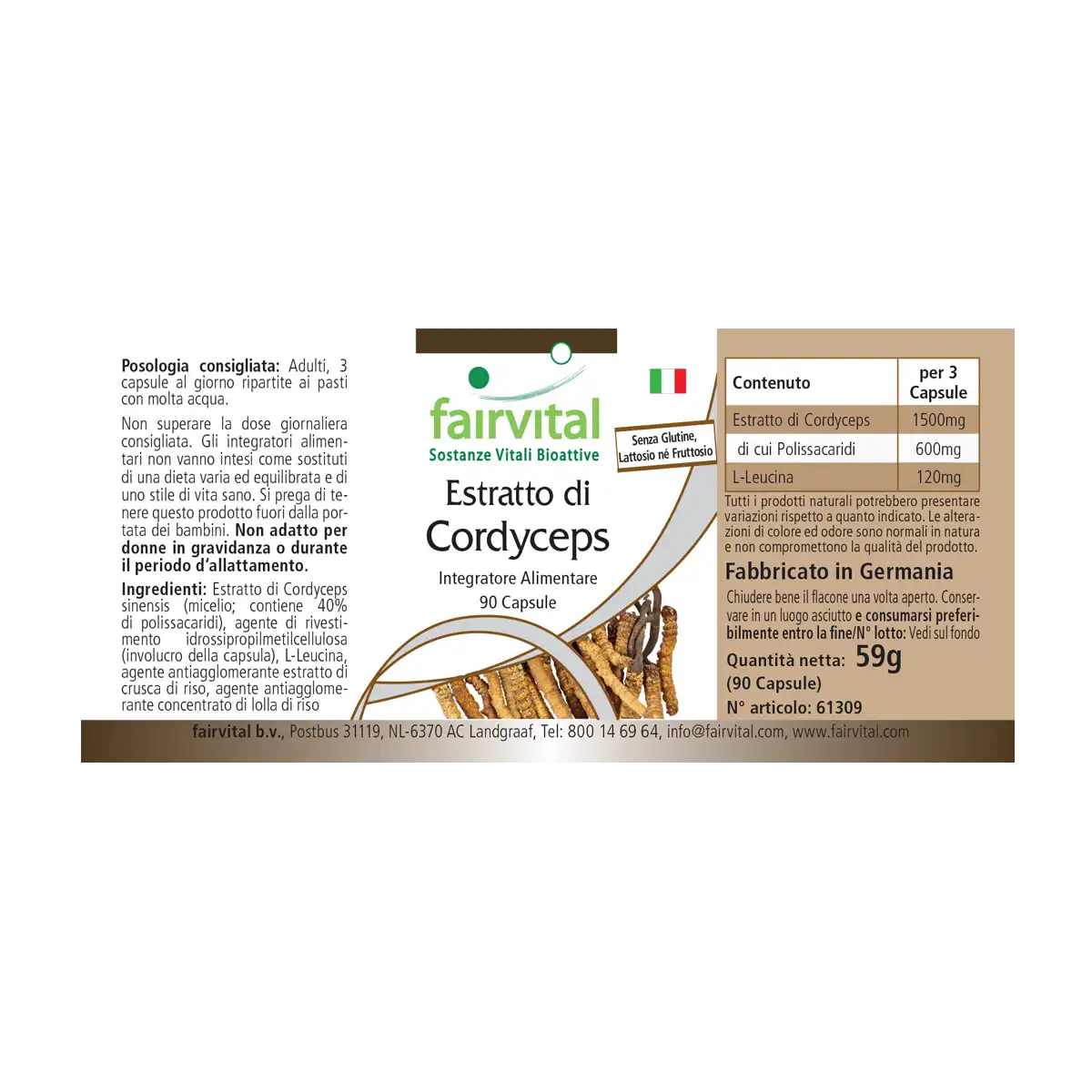 Extrait de Cordyceps - 90 gélules