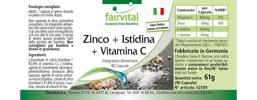 Zinc + Histidine + Vitamine C - 90 Capsules