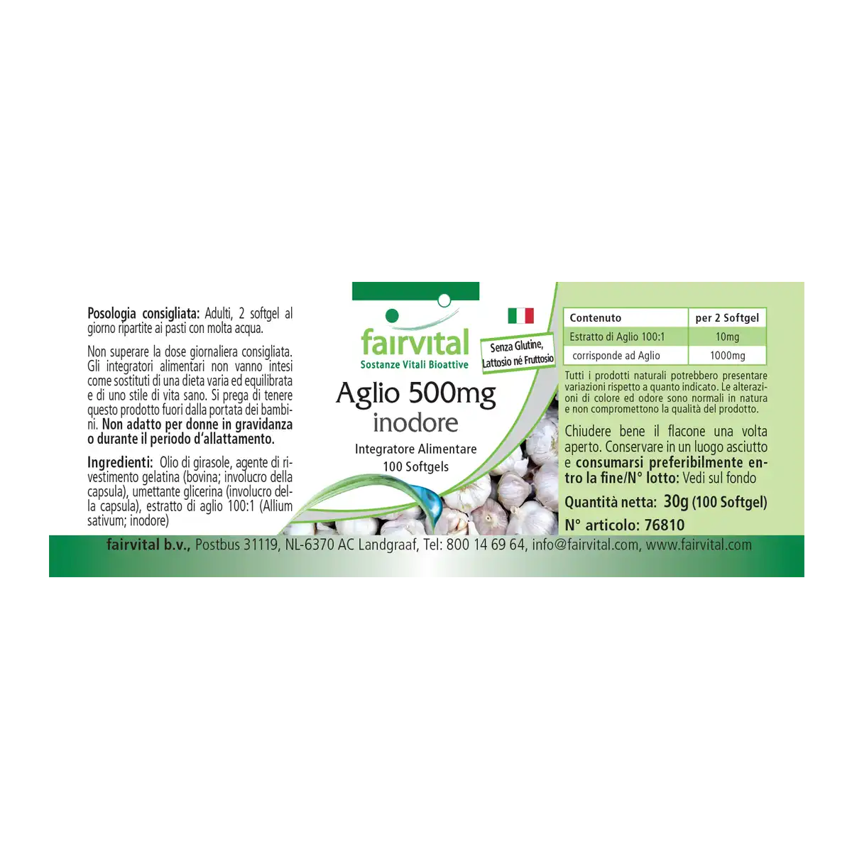 Aglio inodore – 500mg – 100 Softgel