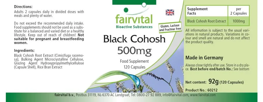 Black Cohosh extract 500mg - 120 capsules