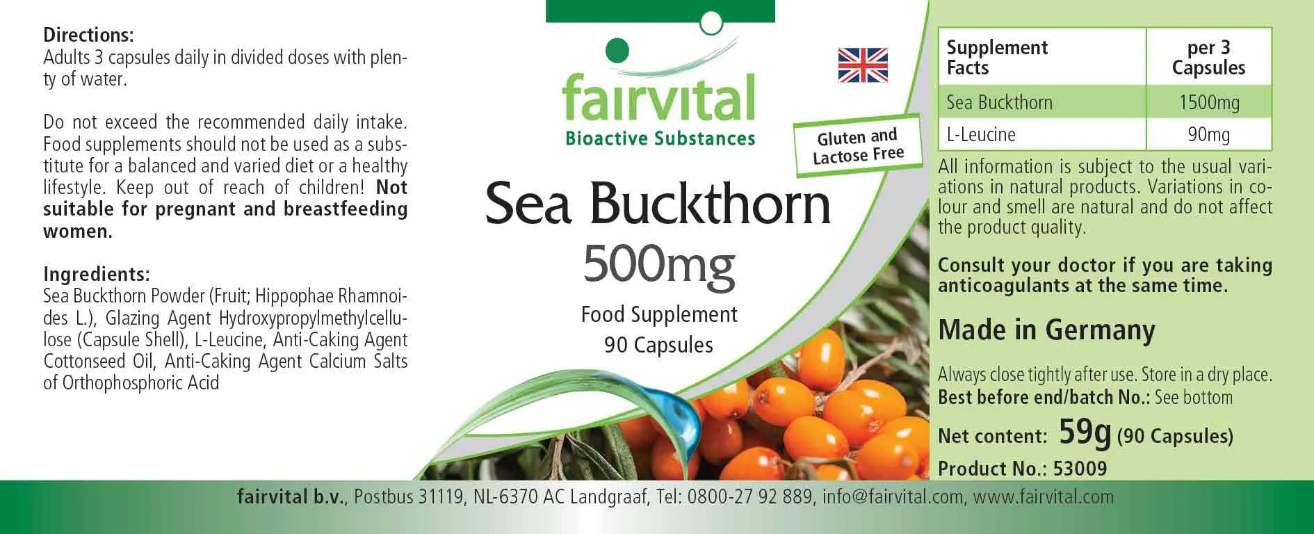 Sea Buckthorn 500mg - 90 Capsules