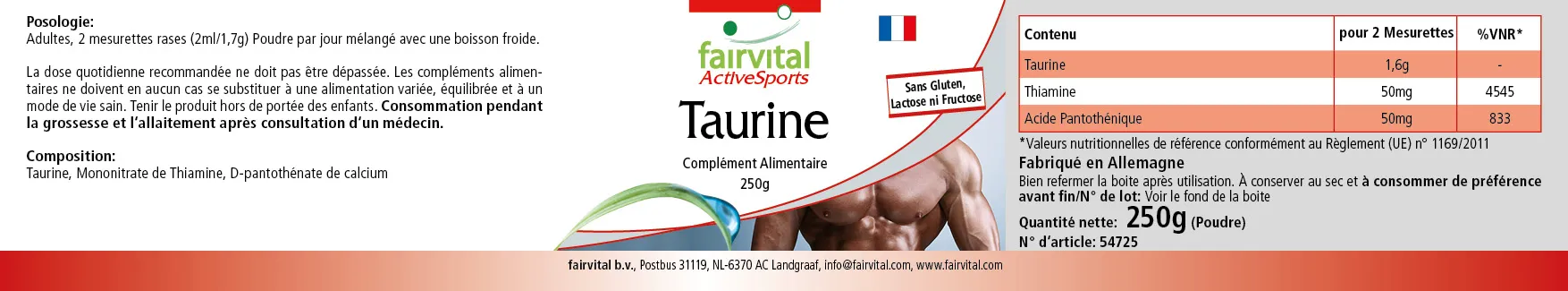 Taurine powder plus B1 & B5 - 250g