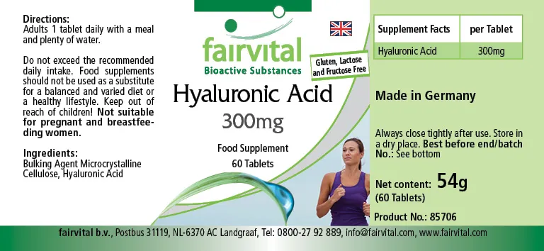 Hyaluronic acid 300mg - 60 tablets