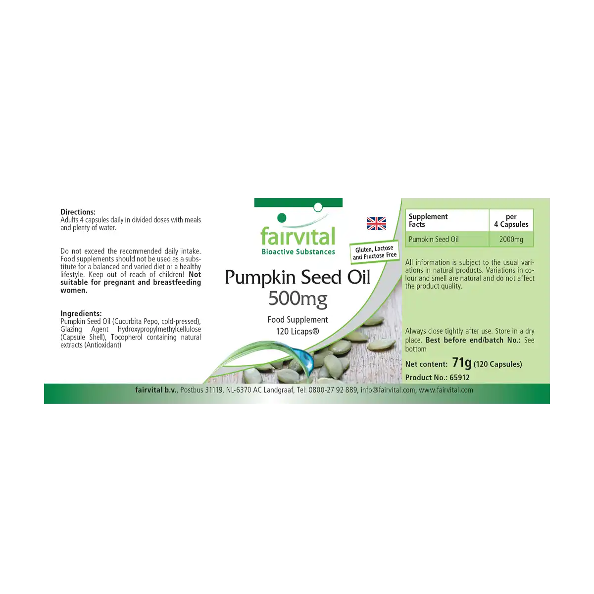 Pumpkin seed oil 500mg - 120 LiCaps®