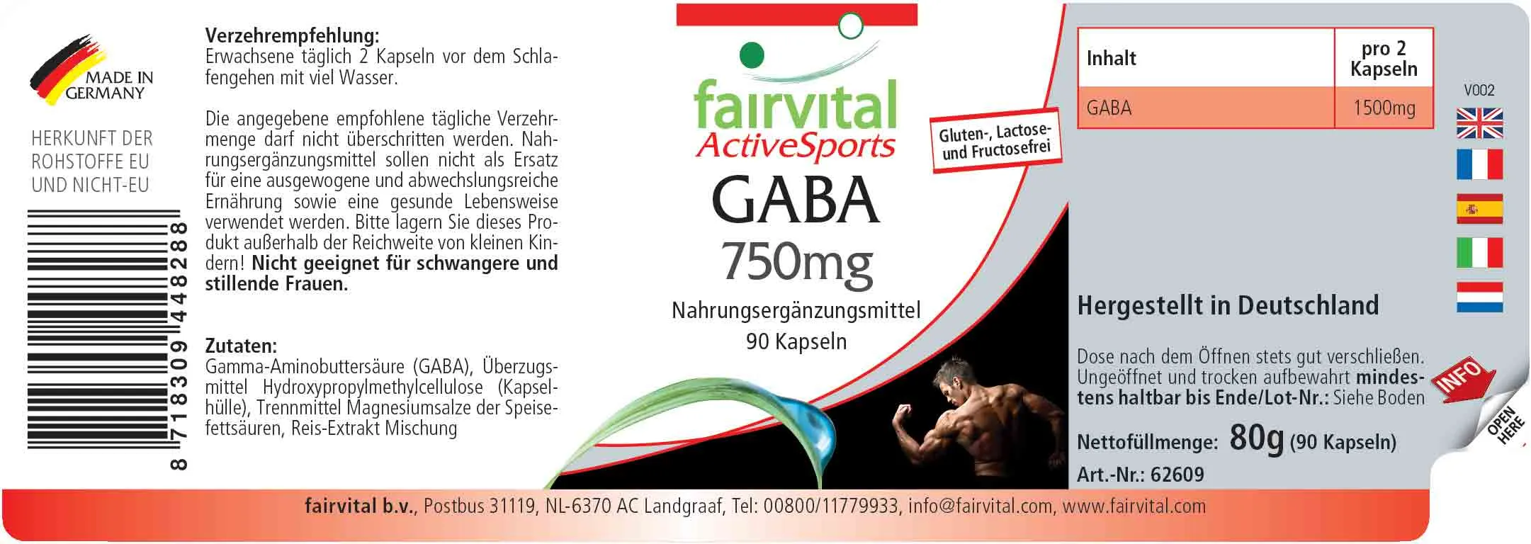 GABA 750mg - 90 Kapseln - Gamma-Aminobuttersäure - Hochdosiert und Vegan | Fairvital GABA 750mg - 90 Kapseln - Gamma-Aminobuttersäure - Hochdosiert und Vegan | Fairvital