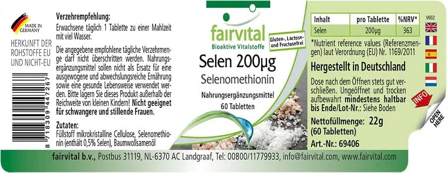 Selenium 200µg from selenomethionine - 60 tablets