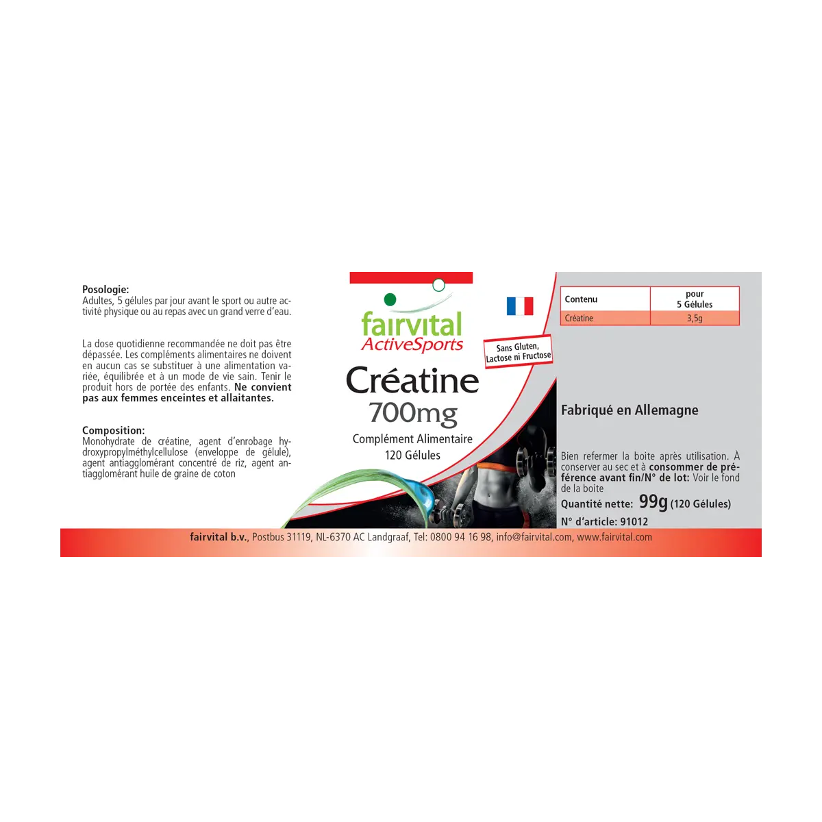 Créatine 700mg - 120 gélules