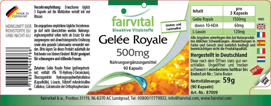 Gelée Royale 500mg - 90 gélules