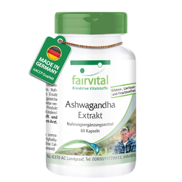 Ashwagandha Extrakt - 60 Kapseln  - Hochdosiert und Vegan | Fairvital