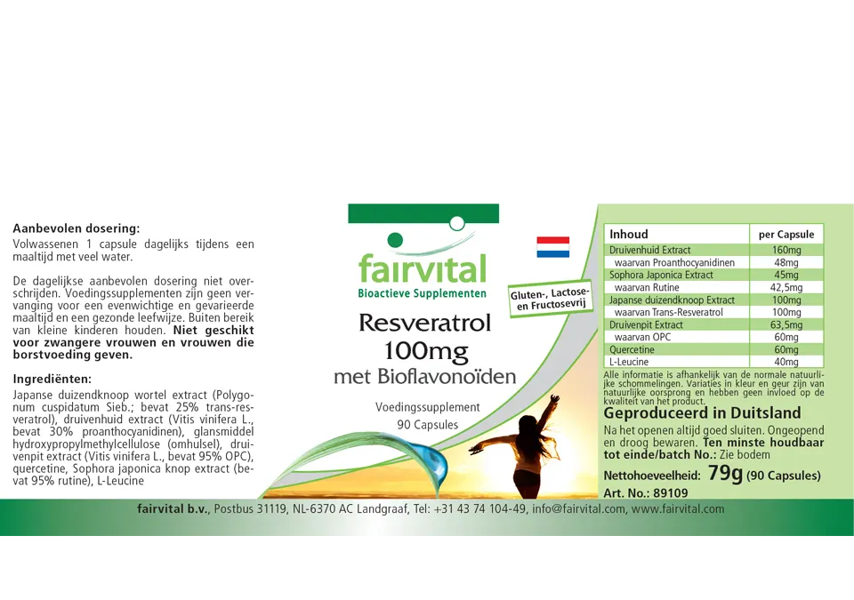 Resveratrol 100mg mit Bioflavonoiden - 90 Kapseln - Hochdosiert und Vegan | Fairvital Resveratrol 100mg mit Bioflavonoiden - 90 Kapseln - Hochdosiert und Vegan | Fairvital