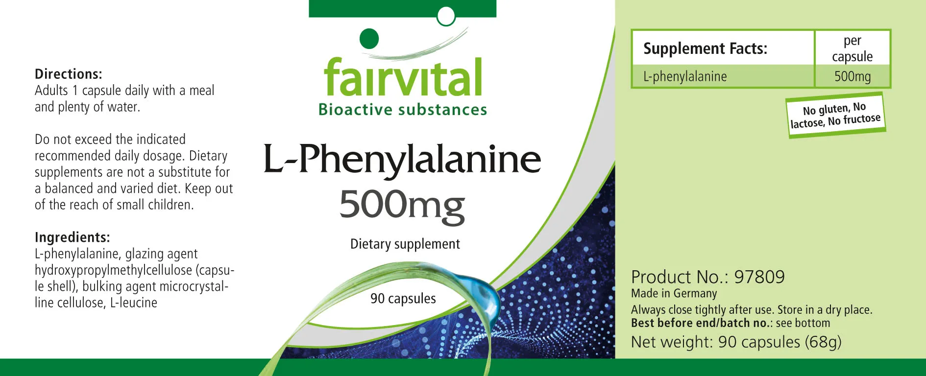 L-phenylalanine 500mg - 90 capsules