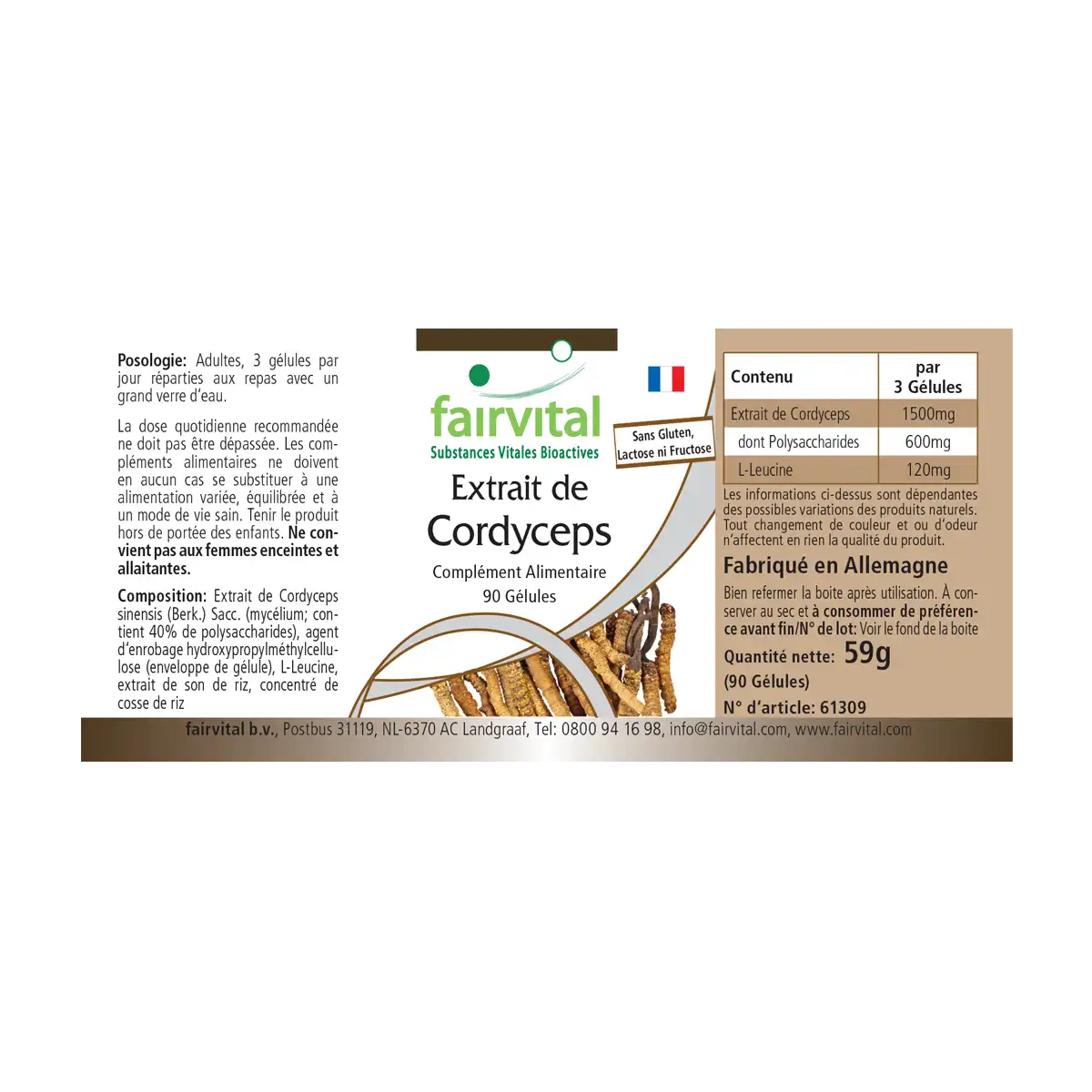 Extrait de Cordyceps - 90 gélules