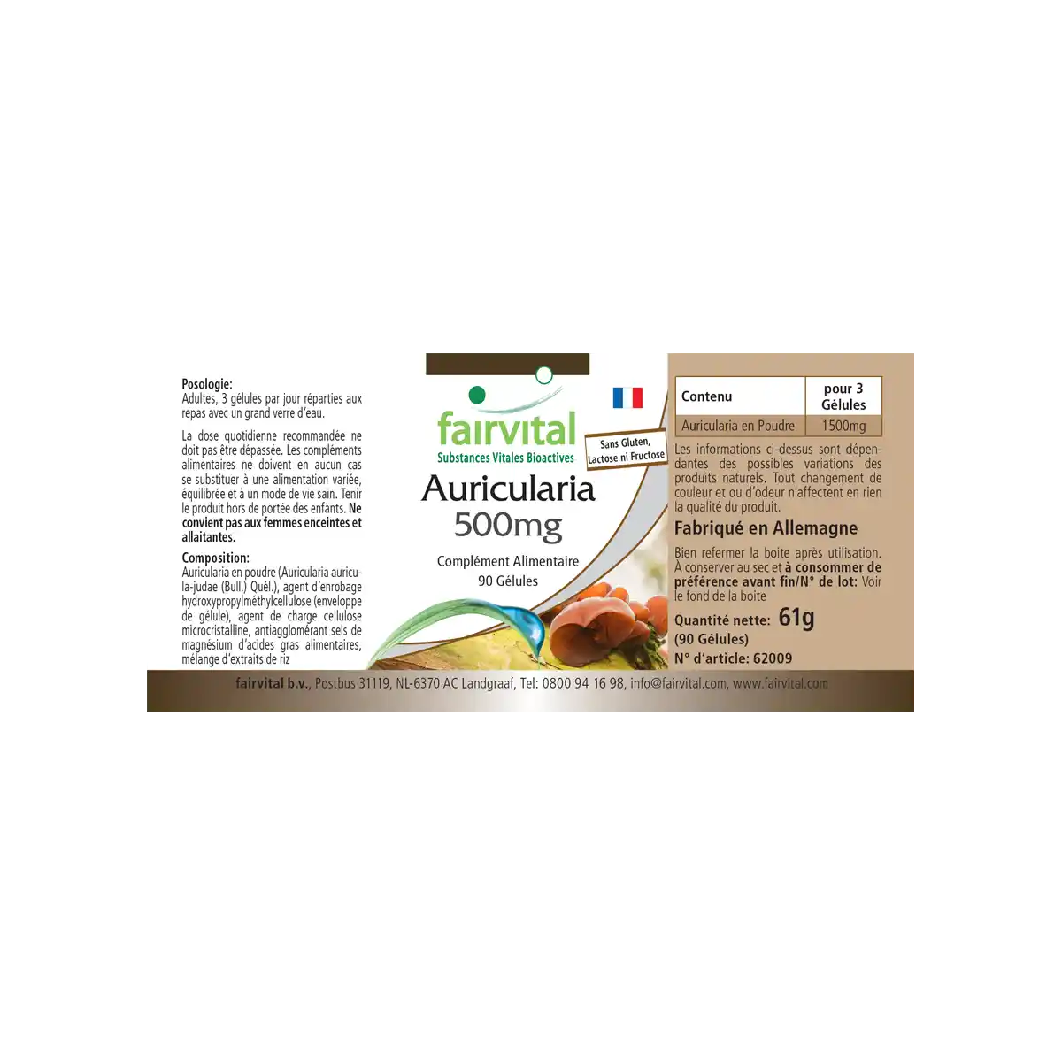 Auricularia 500mg - 90 gélules