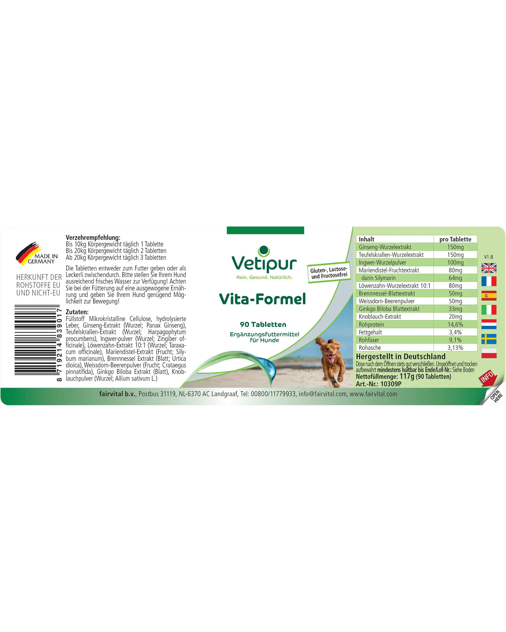 Vita Formula - 90 Tabletten für Hunde | Vetipur