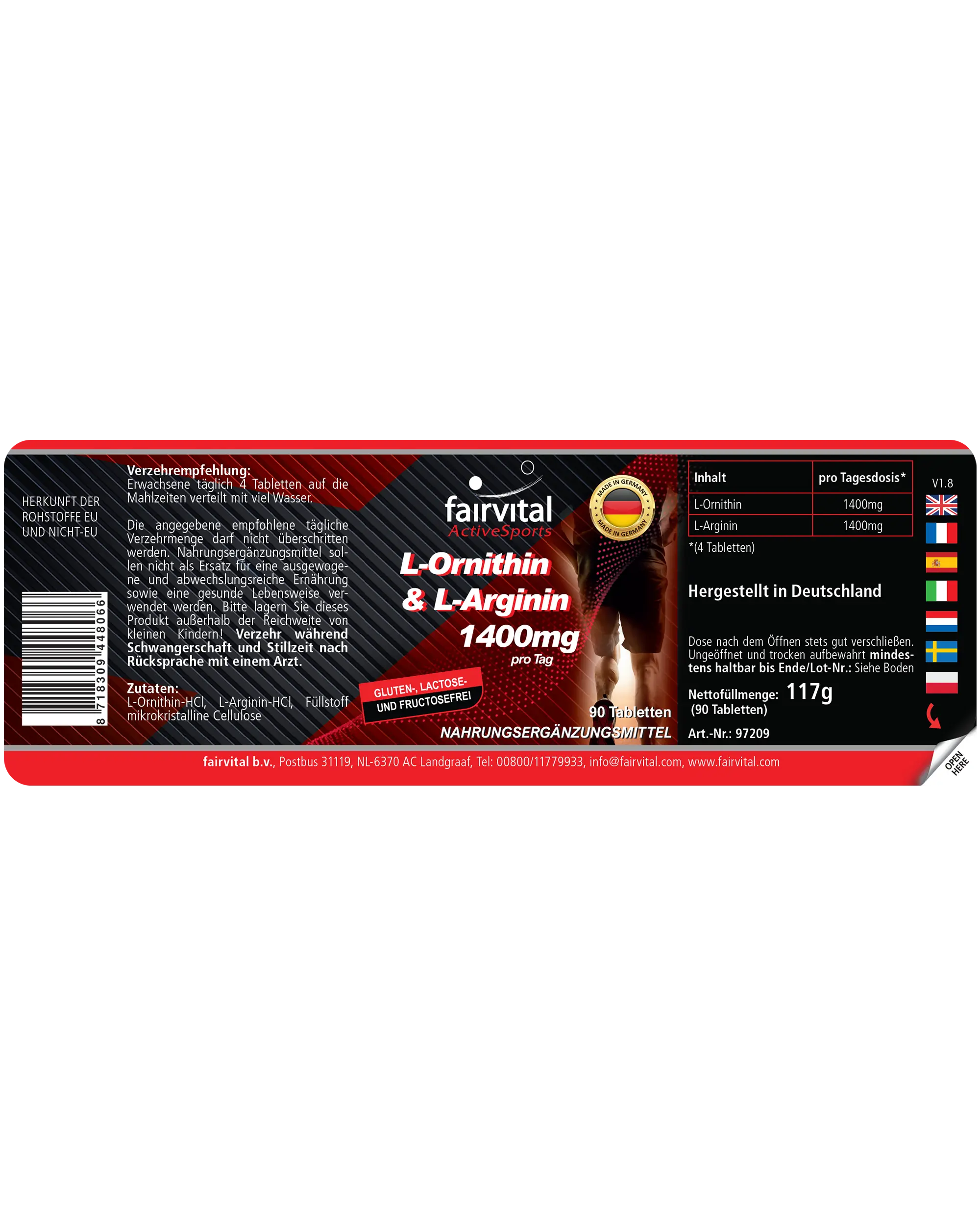 L-Ornithine & L-Arginine 1400mg per dagdosering – 90 tabletten – HOOGGEDOSEERD – VEGAN – Aminozuren | Fairvital