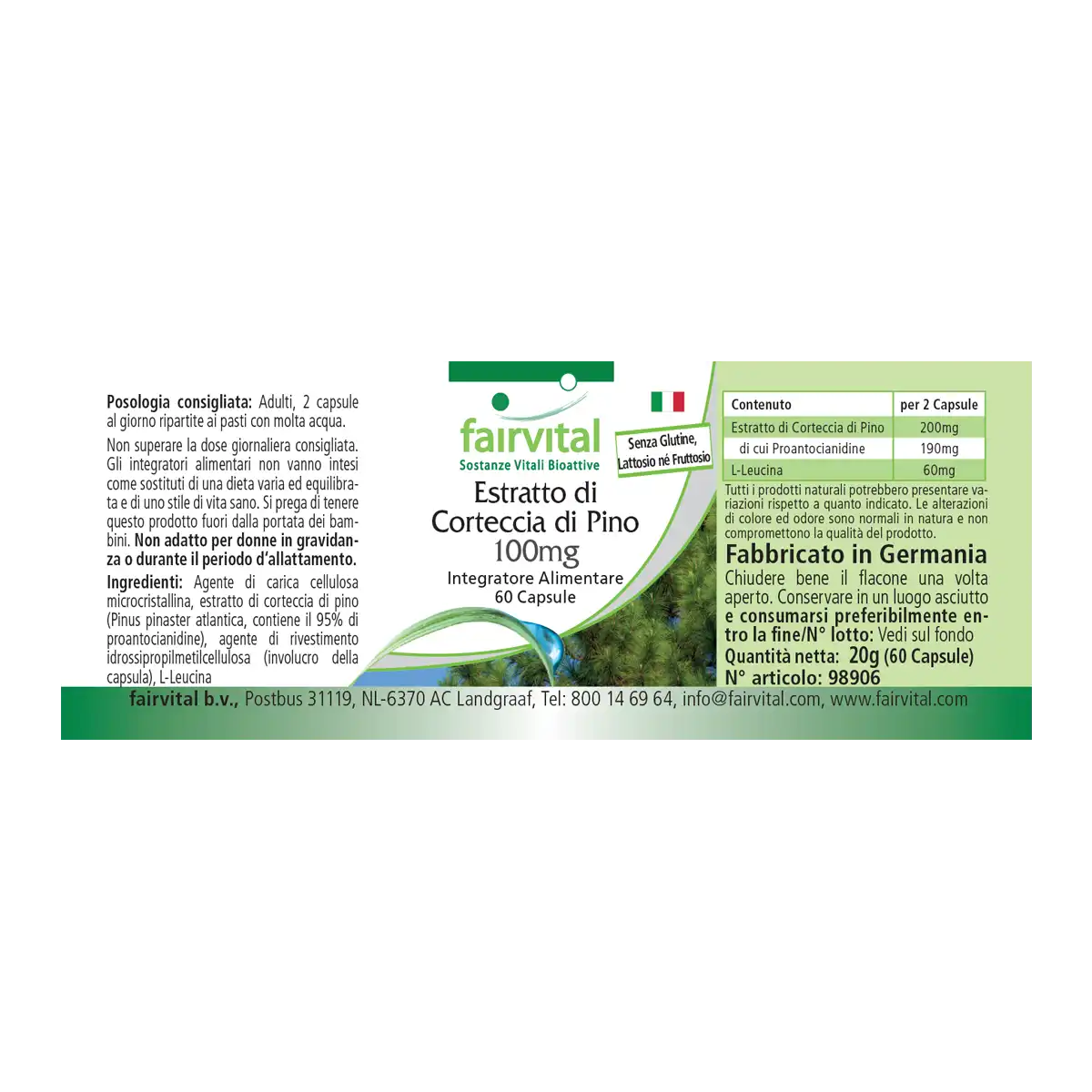 Kiefernrinden-Extrakt 100mg- 60 Kapseln - 95% Proanthocyanidine - VEGAN | Fairvital Kiefernrinden-Extrakt 100mg- 60 Kapseln - 95% Proanthocyanidine - VEGAN | Fairvital