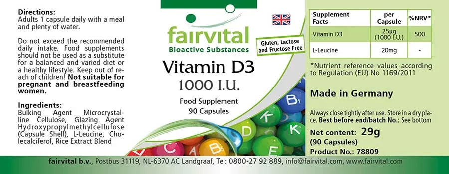 Vitamin D3 1000 I.U. – 90 capsules