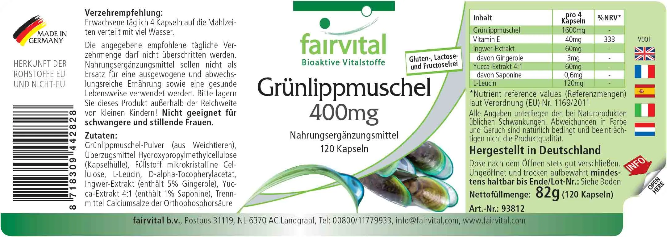 Groenlipmossel 400mg - 120 capsules