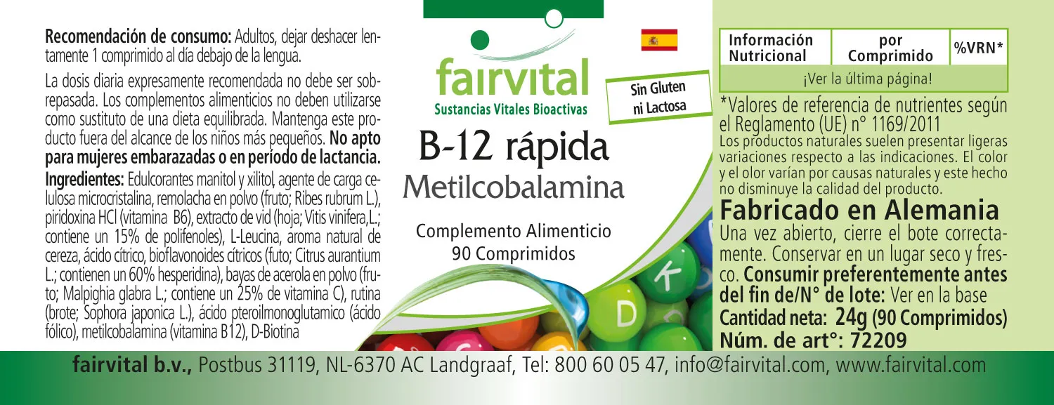 B-12 rapid Methylcobalamin – 90 sublingual tablets