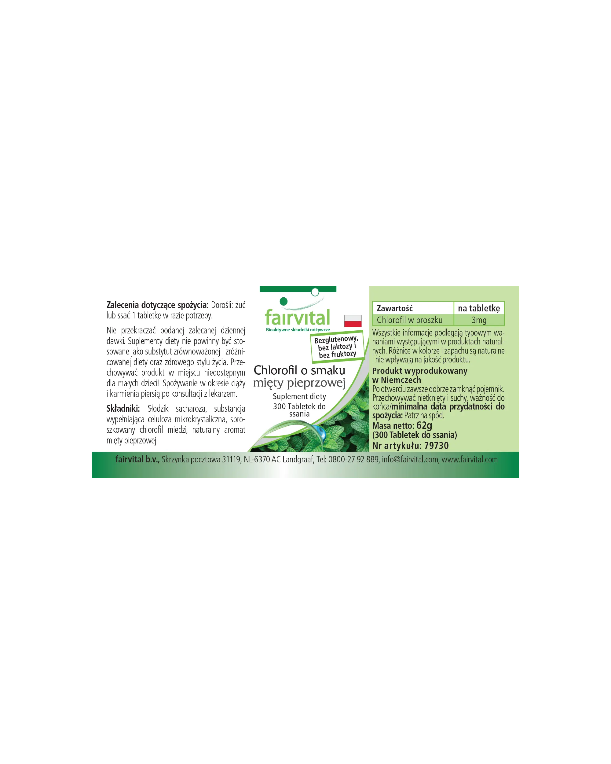 Chlorophyll mit Minzaroma - 300 Kautabletten - vegan | Fairvital