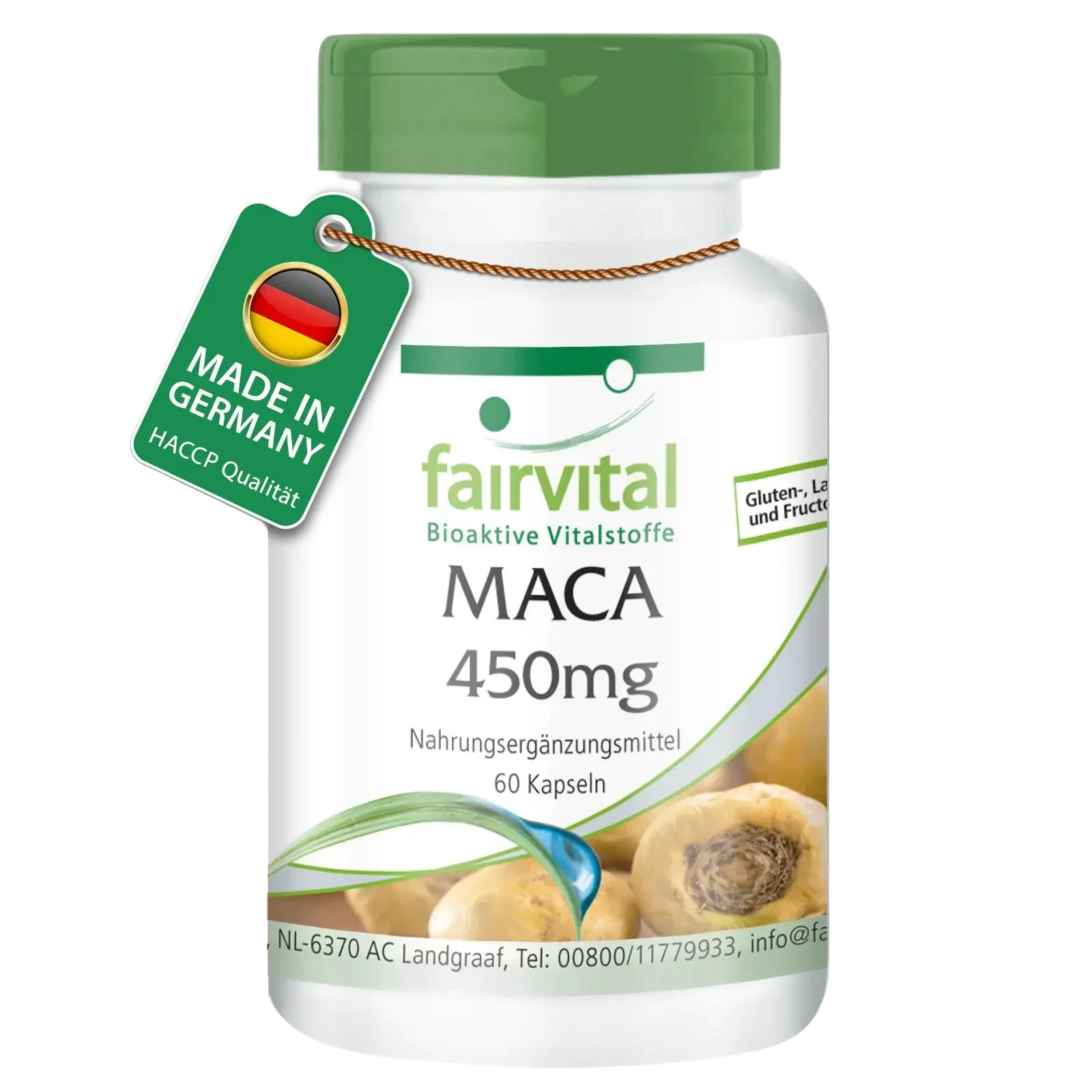 MACA 450mg - 60 Kapseln - 4-fach konzentrierter Wurzelextrakt - Hochdosiert und Vegan | Fairvital MACA 450mg - 60 Kapseln - 4-fach konzentrierter Wurzelextrakt - Hochdosiert und Vegan | Fairvital