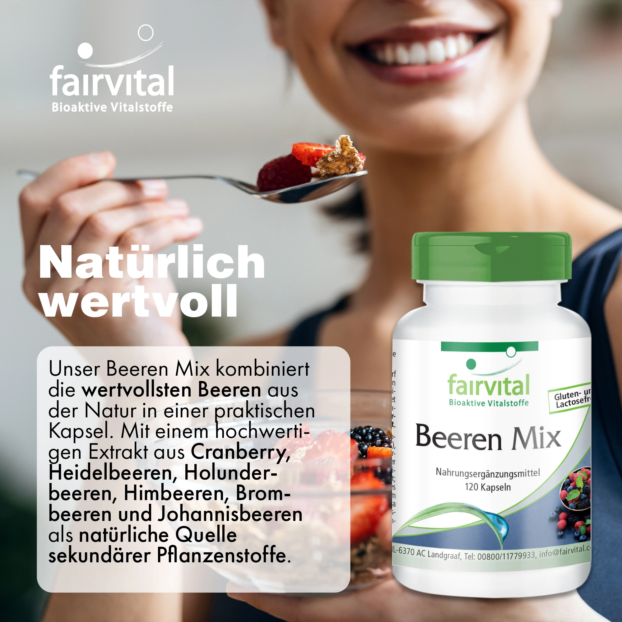Beeren Mix - 8 Beeren mit Spirulina - 120 Kapseln - Vegan | Fairvital