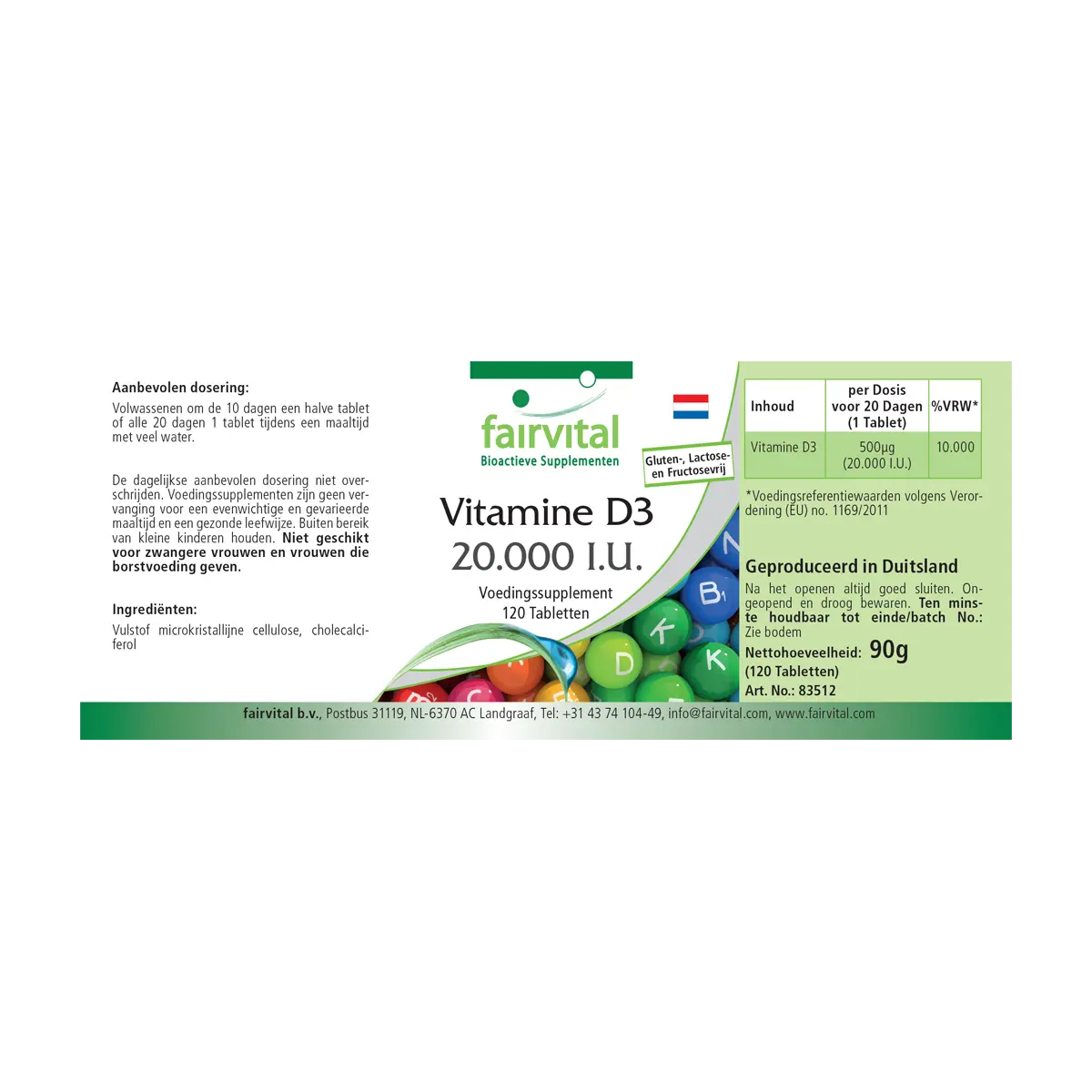 Vitamina D3 20000 U.I. - 120 comprimidos
