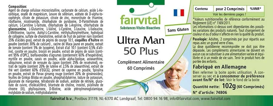 Ultra Man 50 Plus - 60 Tabletten - Multivitamin, Multimineral - für Immunsystem, Muskeln, Knochen uvm. | Fairvital Ultra Man 50 Plus - 60 Tabletten - Multivitamin, Multimineral - für Immunsystem, Muskeln, Knochen uvm. | Fairvital