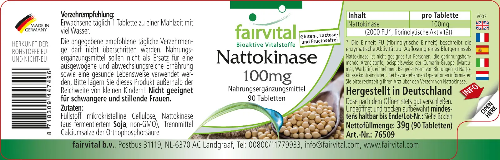 Nattokinase 100mg - 90 Tabletten - Hochdosiert und Vegan | Fairvital Nattokinase 100mg - 90 Tabletten - Hochdosiert und Vegan | Fairvital